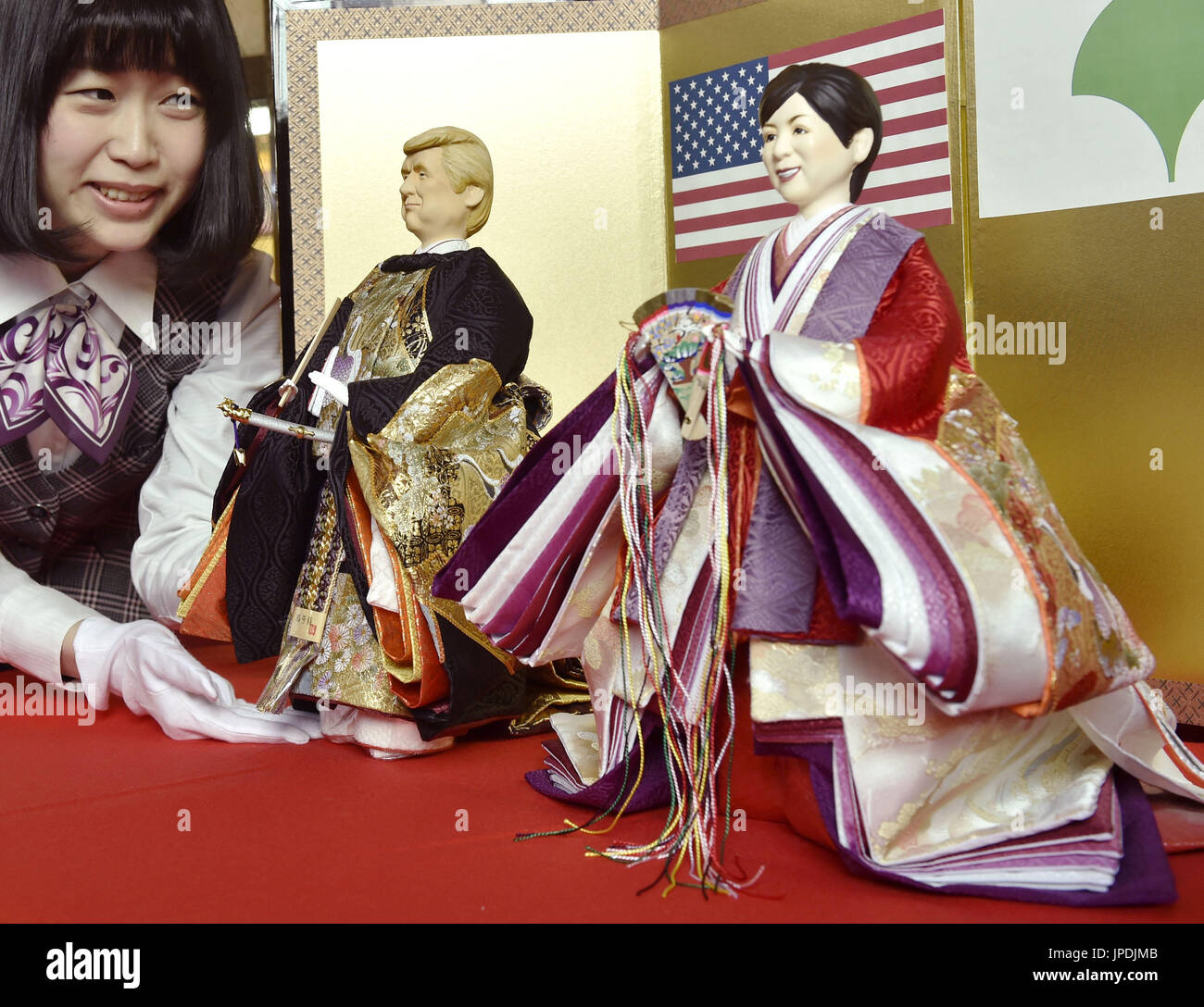 Japanese doll maker Kyugetsu Co. unveils special "hina" dolls wearing