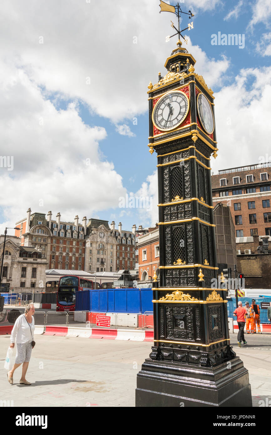 Little Ben a cast-iron 30 feet replica of London's Big Ben in Victoria, London, UK Stock Photo