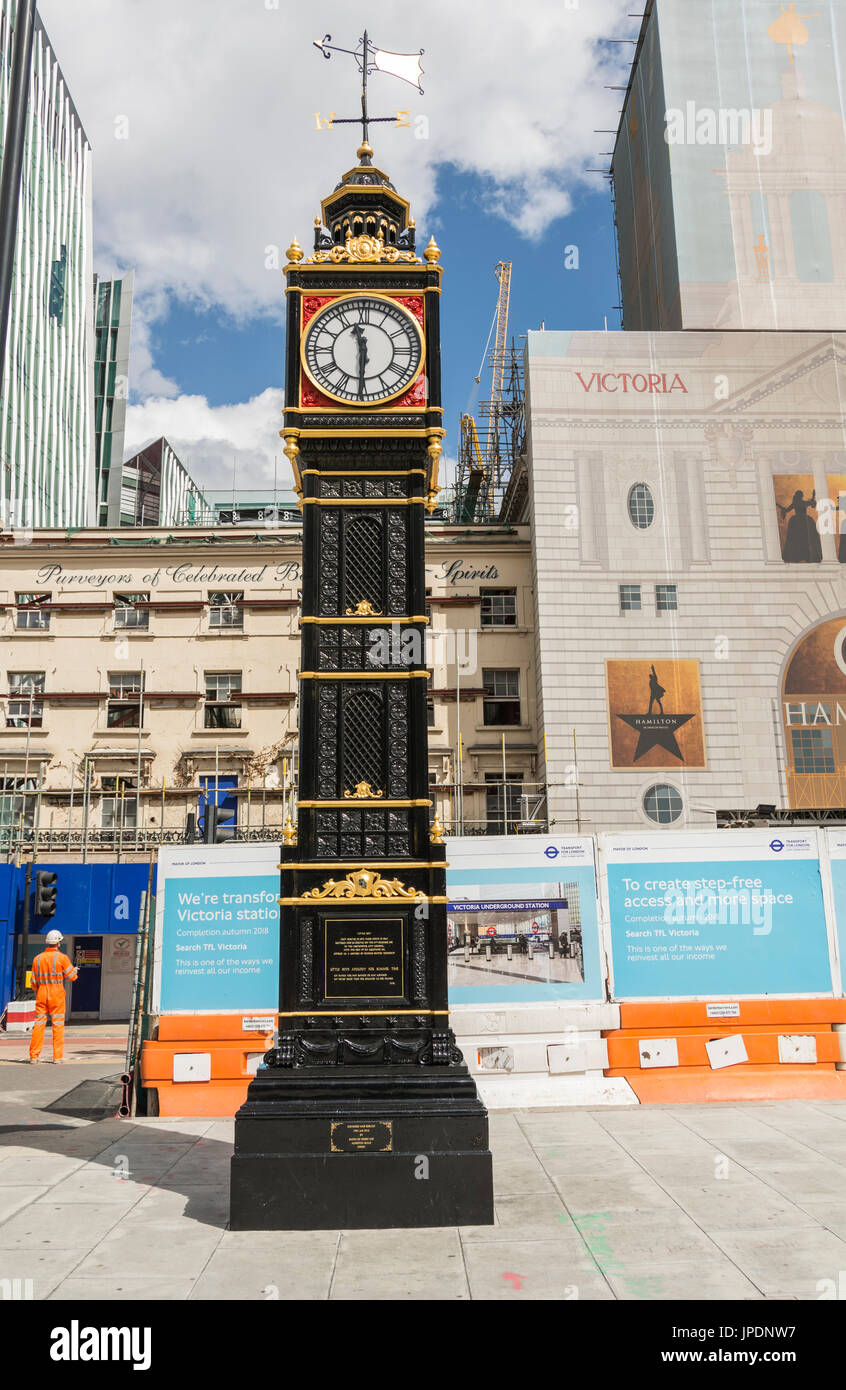 Little Ben, a cast-iron 30 feet replica of London's Big Ben, in Victoria, London, UK Stock Photo