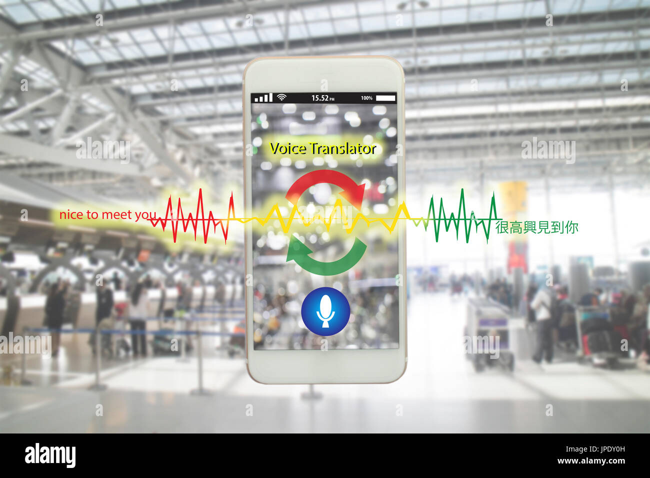 iot, internet of things, translation technology concept, the voice meaning  nice to meet you from English translate to Chinese language by application  Stock Photo - Alamy