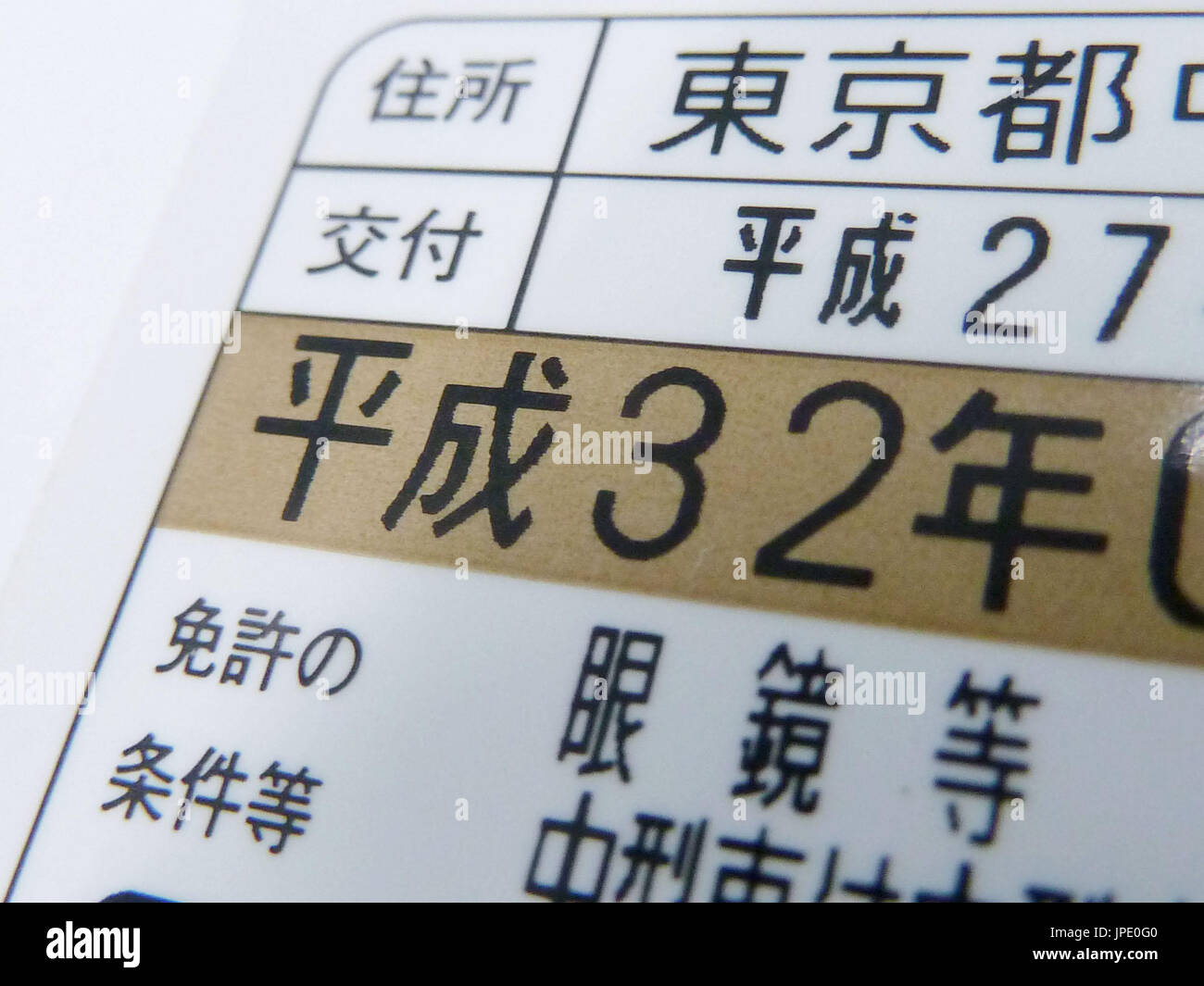 A driver's license shows the current era name under Emperor Akihito as