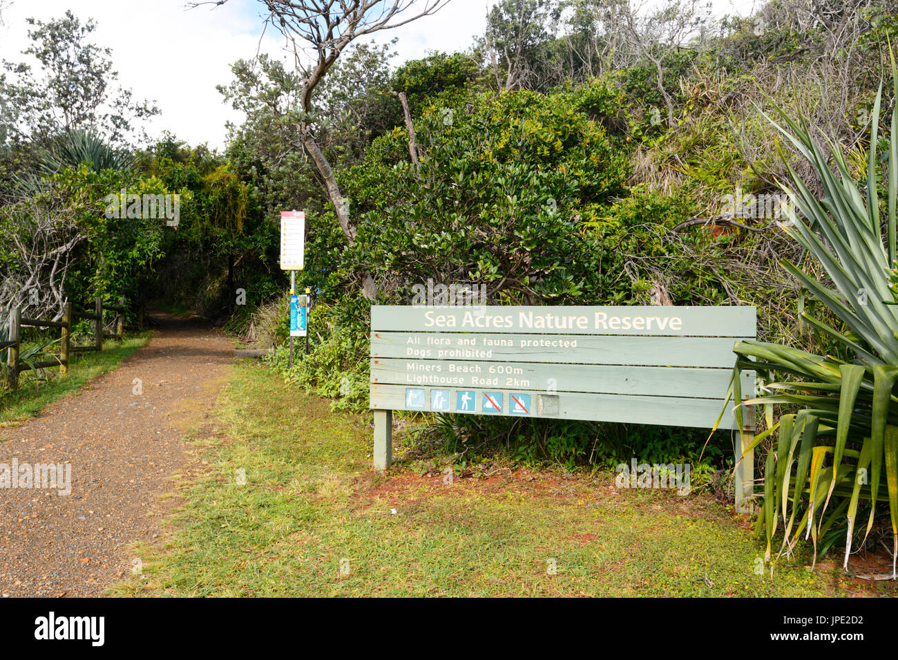 Sea Acres Nature Reserve Sign, Shelly Beach, Port Macquarie, New South Wales, NSW, Australia Stock Photo