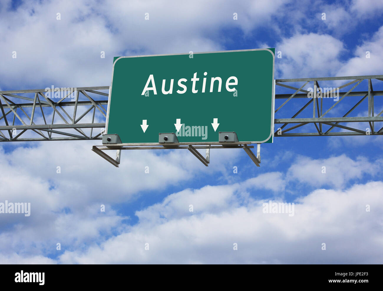 Highway interstate Road Sign of Austine Stock Photo