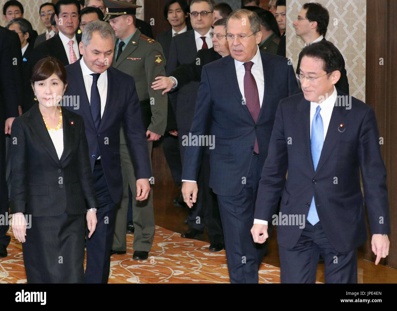 (From R) Japanese Foreign Minister Fumio Kishida, his Russian ...