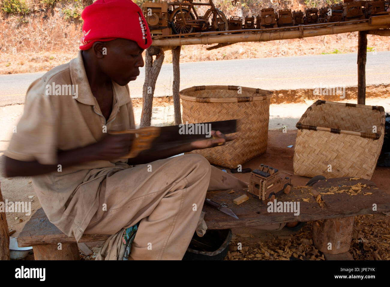 Africa,Malawi,Lilongwe district. Wood crafts Stock Photo