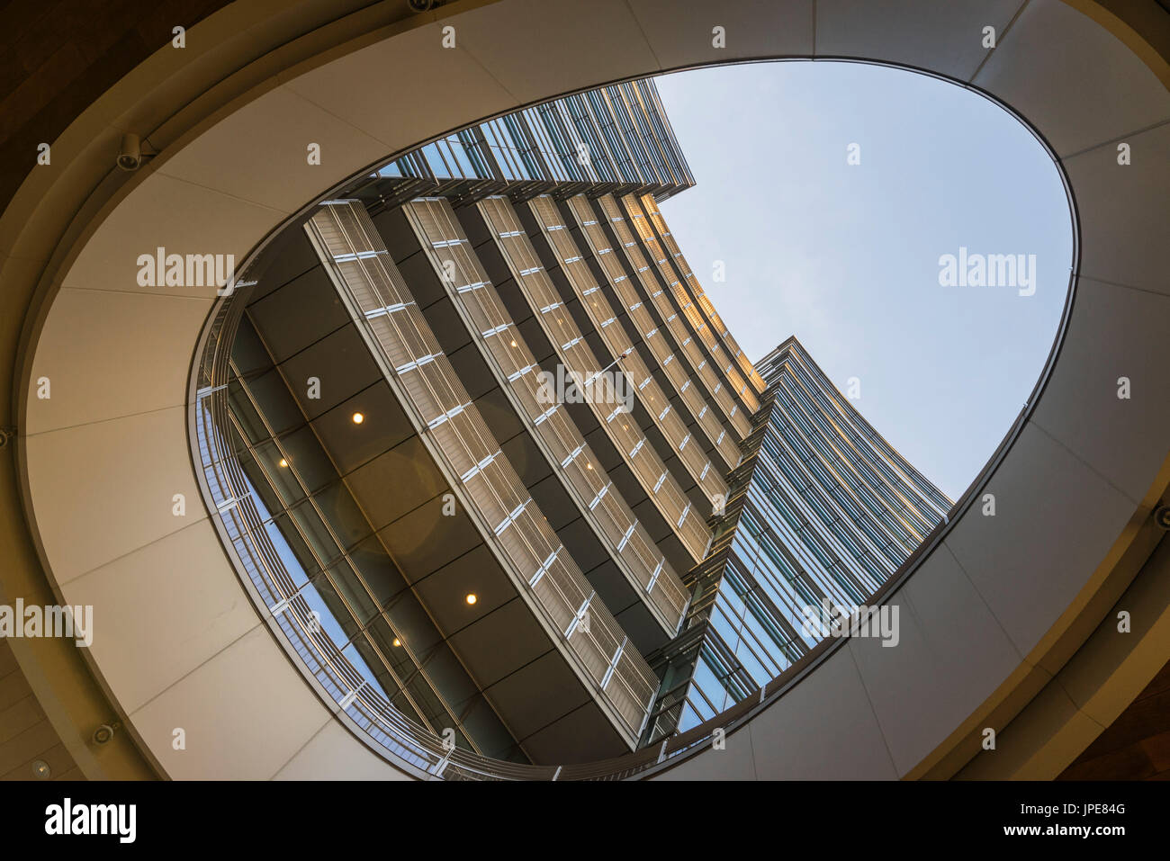 Milan, Lombardy, Italy. Gae Auelenti square view from bottom hole Stock Photo