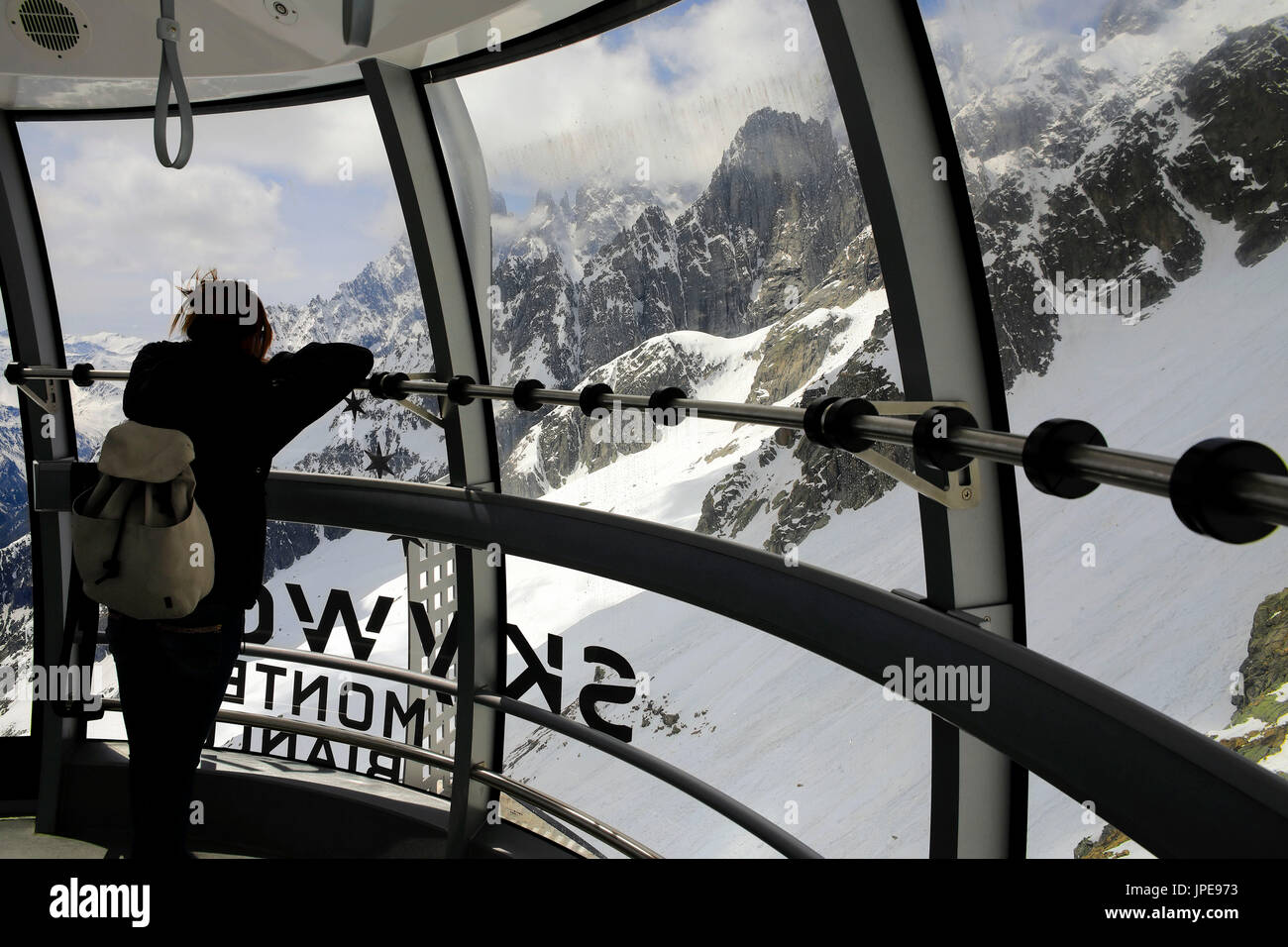 Sky Way station, Mont Blanc, Courmayeur village, Aosta district, Valle d'Aosta, Italy Stock Photo