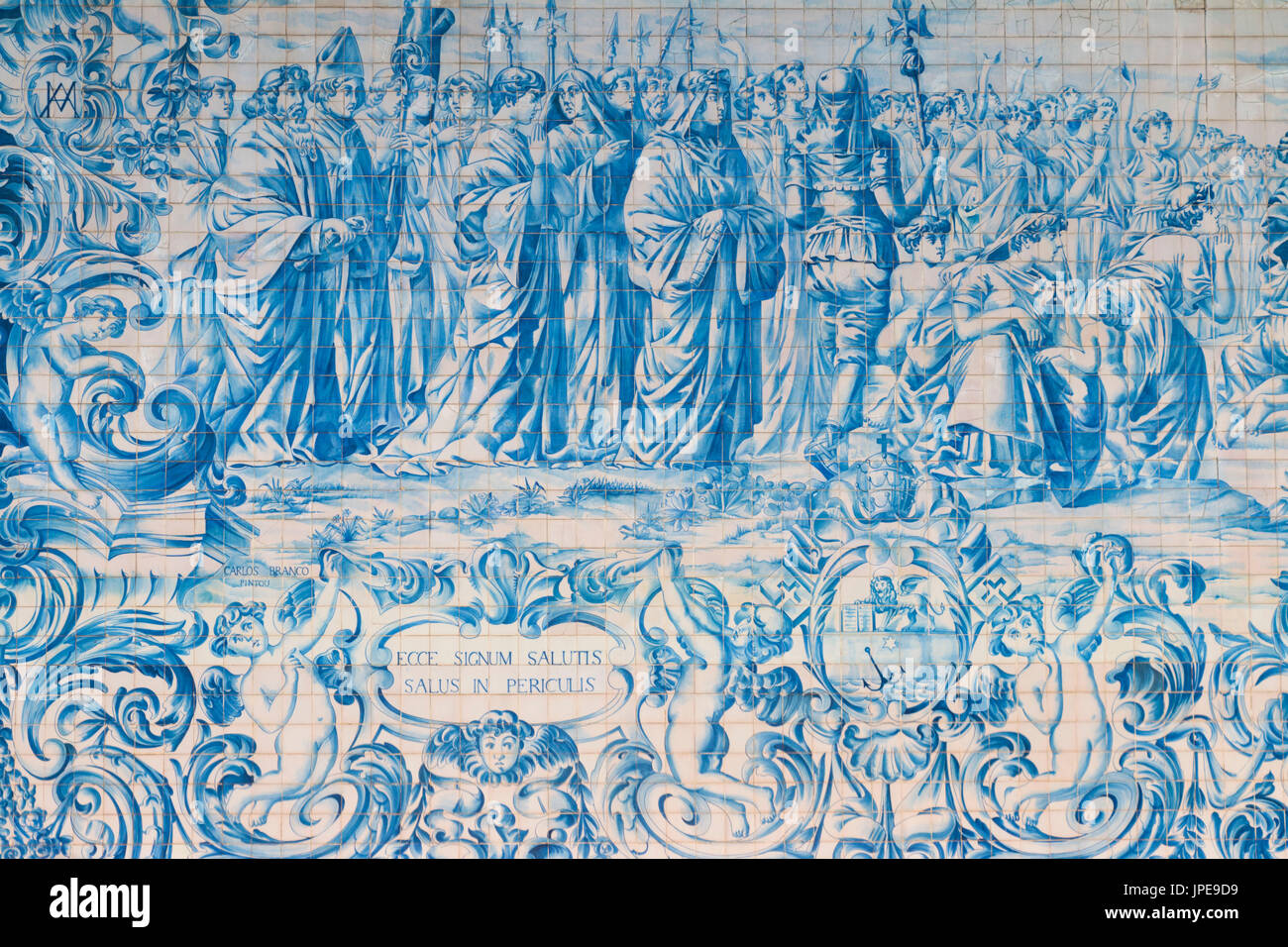 The blue and white tiles of the Igreja do Carmo in Porto. Oporto city, Porto district, Portugal, Europe Stock Photo