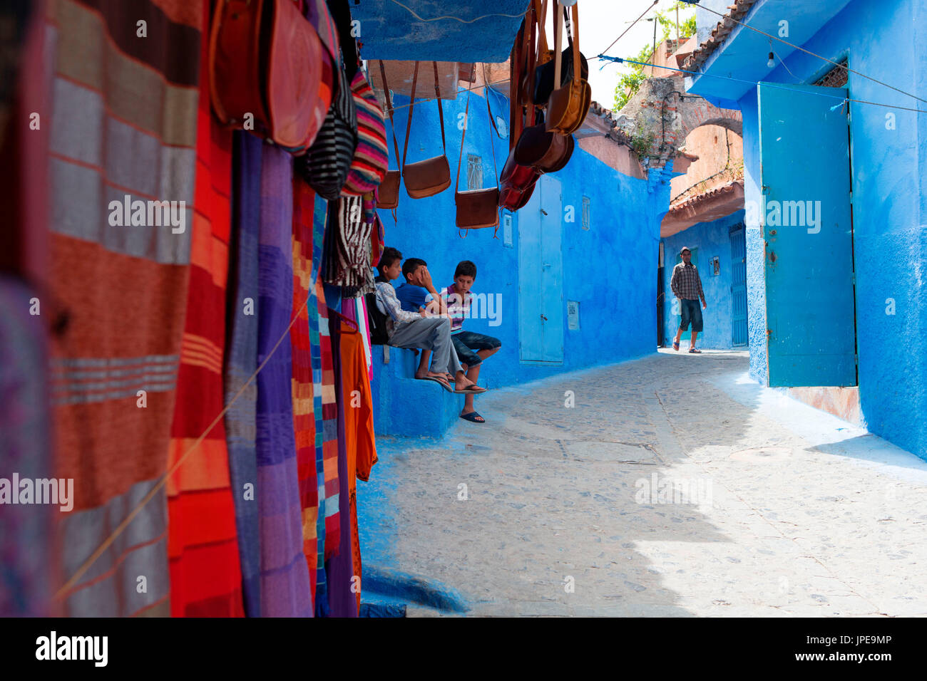North Africa, Morocco,Chefchaouen district.Details of the city Stock Photo
