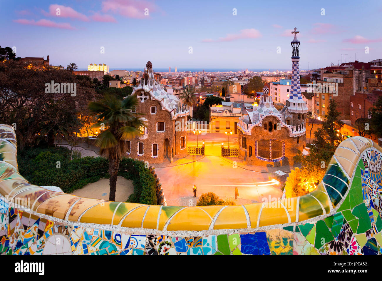 Barcelona, Park Guell, Spain. details of the modernism park designed by Antonio Gaudi Stock Photo