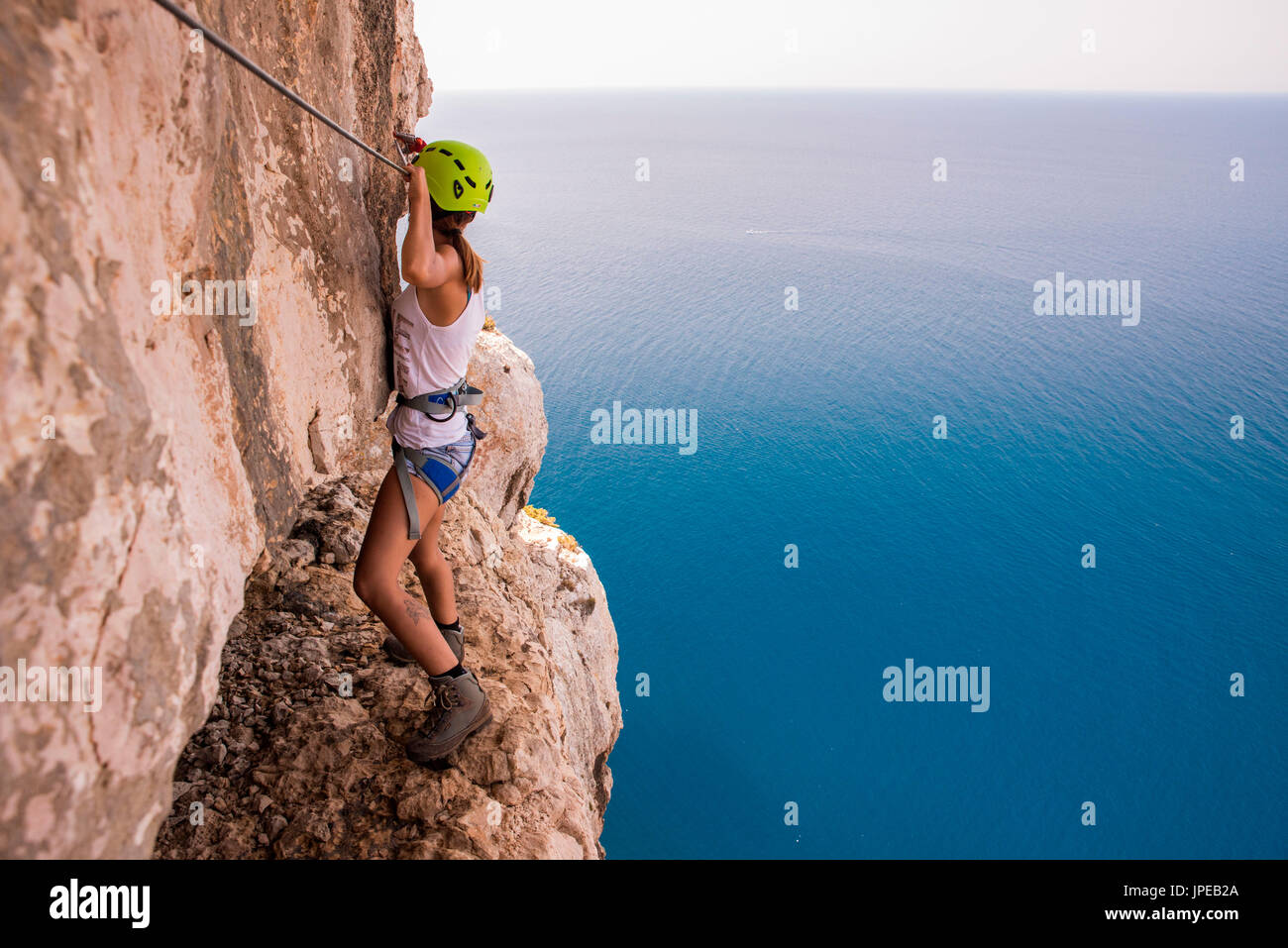 Via ferrata del Cabirol, capo caccia, alghero, sassari province, italy, europe. Stock Photo