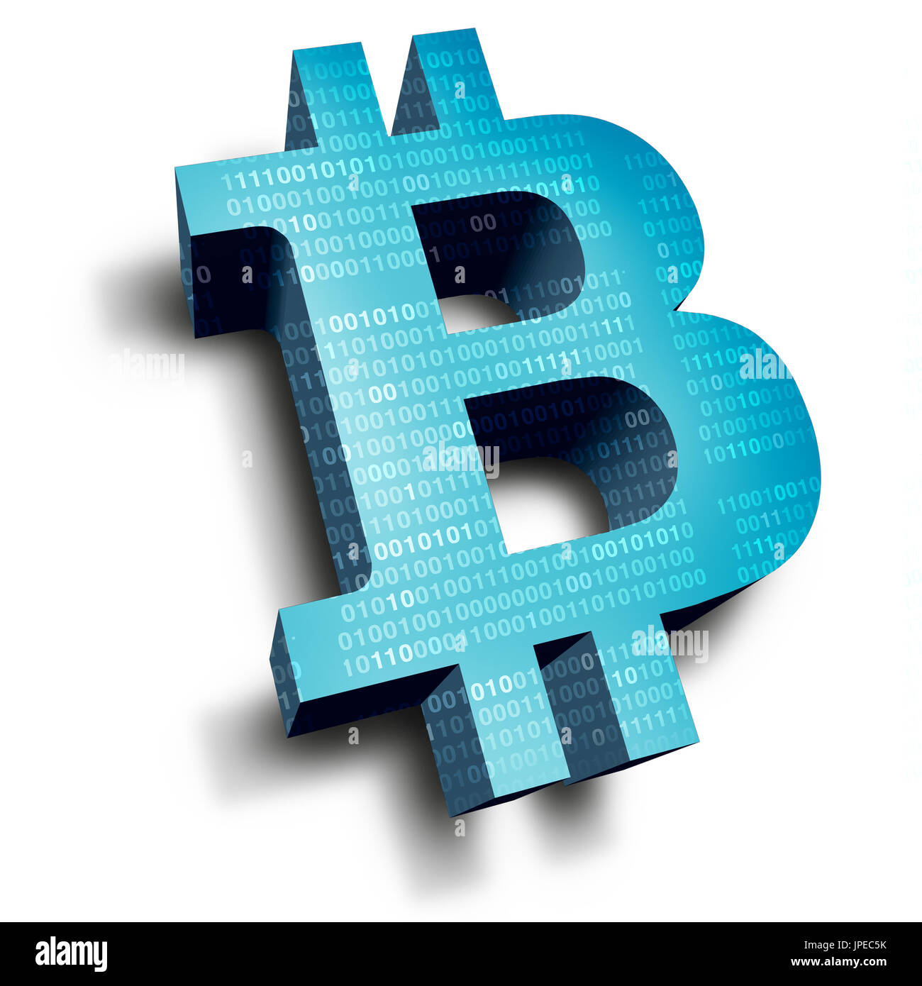 Bitcoin symbol cryptocurrency digital internet currency economic concept as online electronic money transaction from a banking database market. Stock Photo