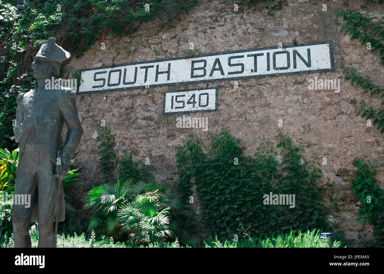 South Bastion with Nelson statue, Gibraltar Stock Photo