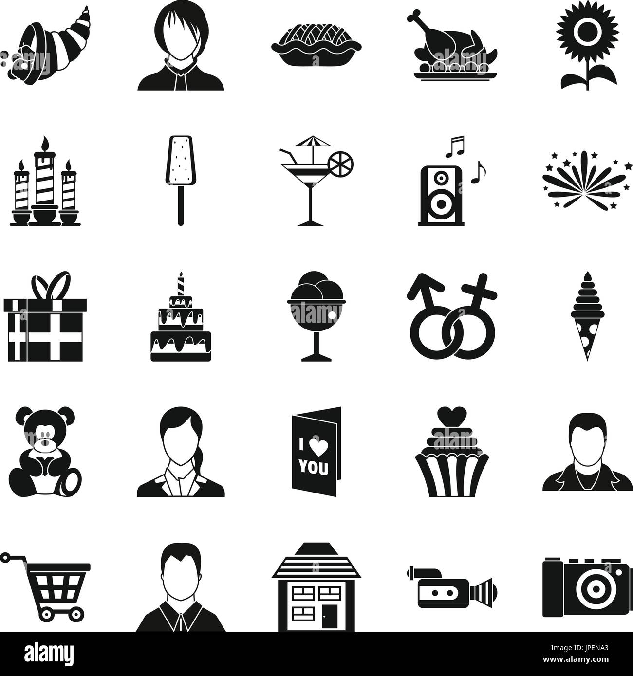 Family dinner icons set, simple style Stock Vector Image & Art - Alamy