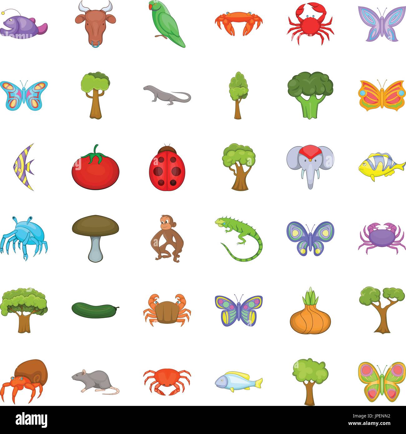 Nature icons set, cartoon style Stock Vector Image & Art - Alamy