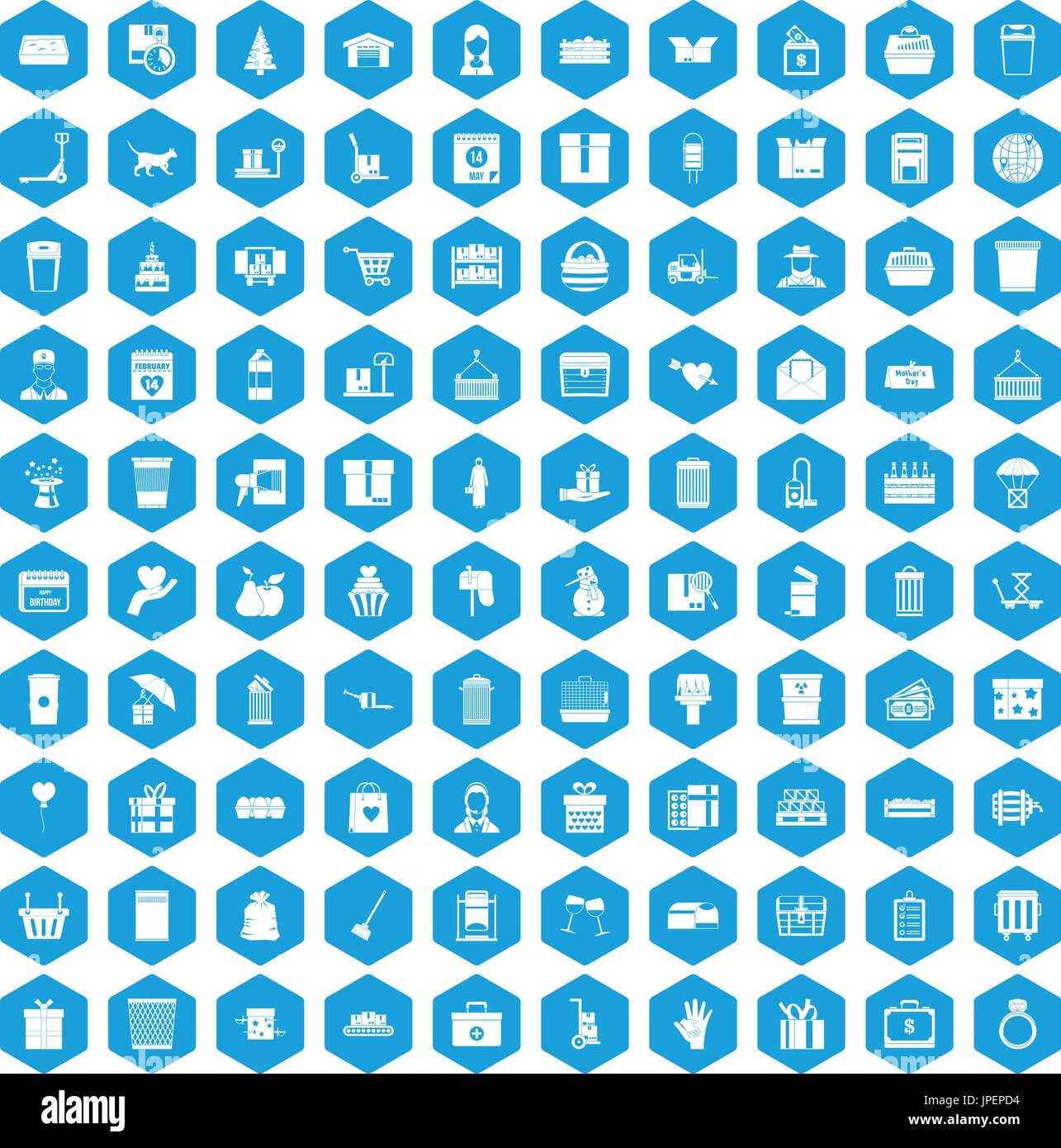 100 box icons set blue Stock Vector Image & Art - Alamy