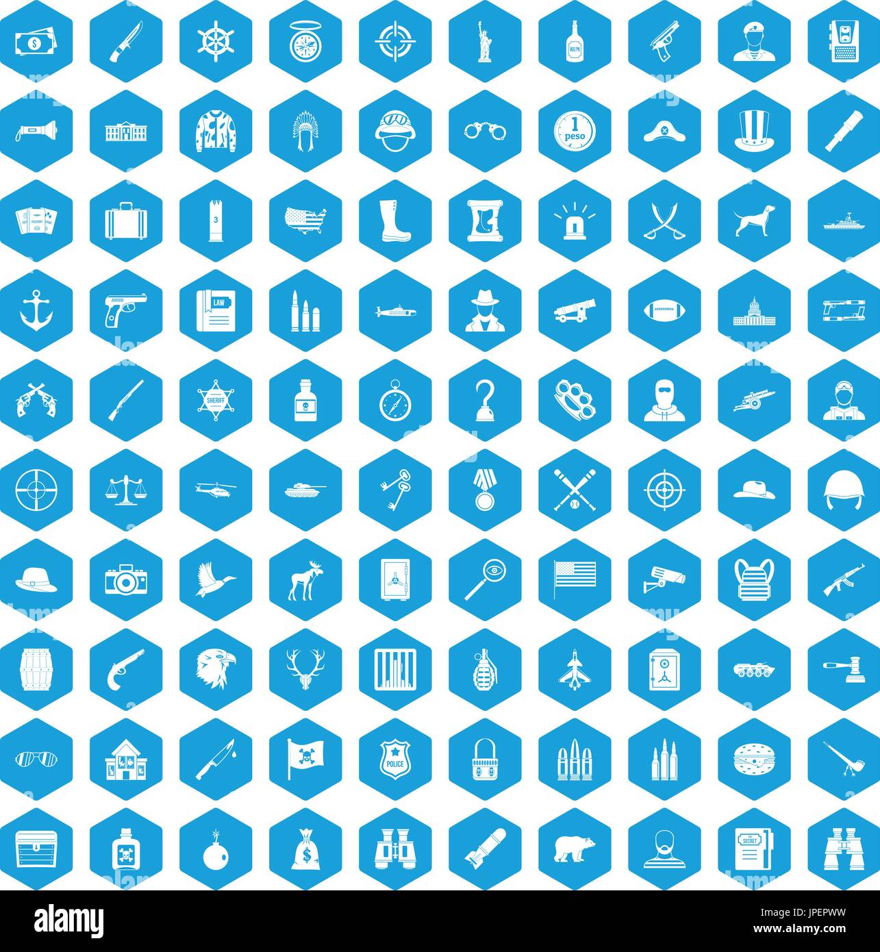 100 bullet icons set blue Stock Vector