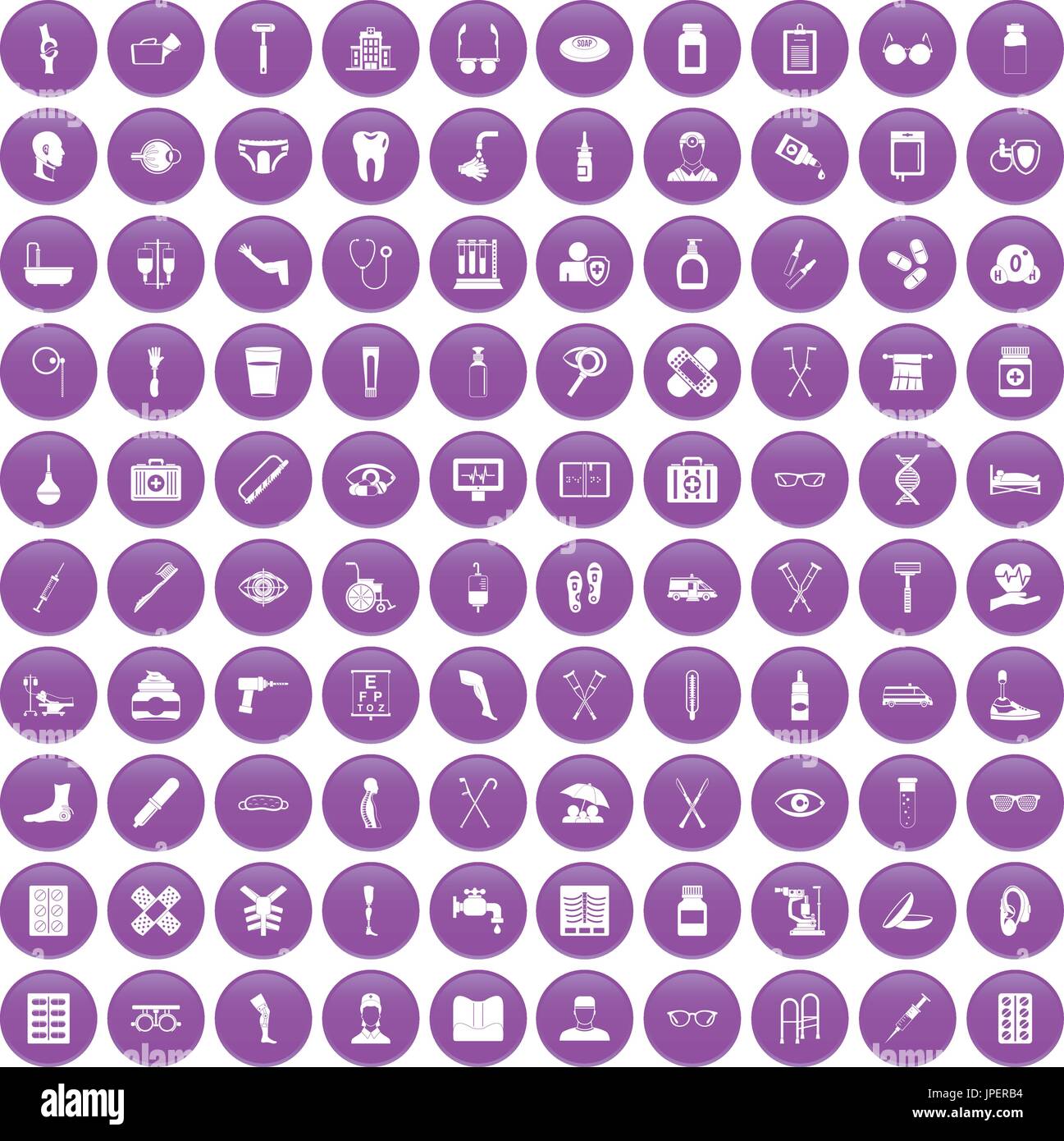 100 disabled healthcare icons set purple Stock Vector Image & Art - Alamy