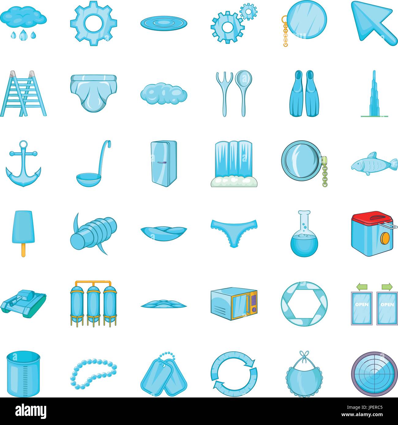 Blue set icons set, cartoon style Stock Vector Image & Art - Alamy