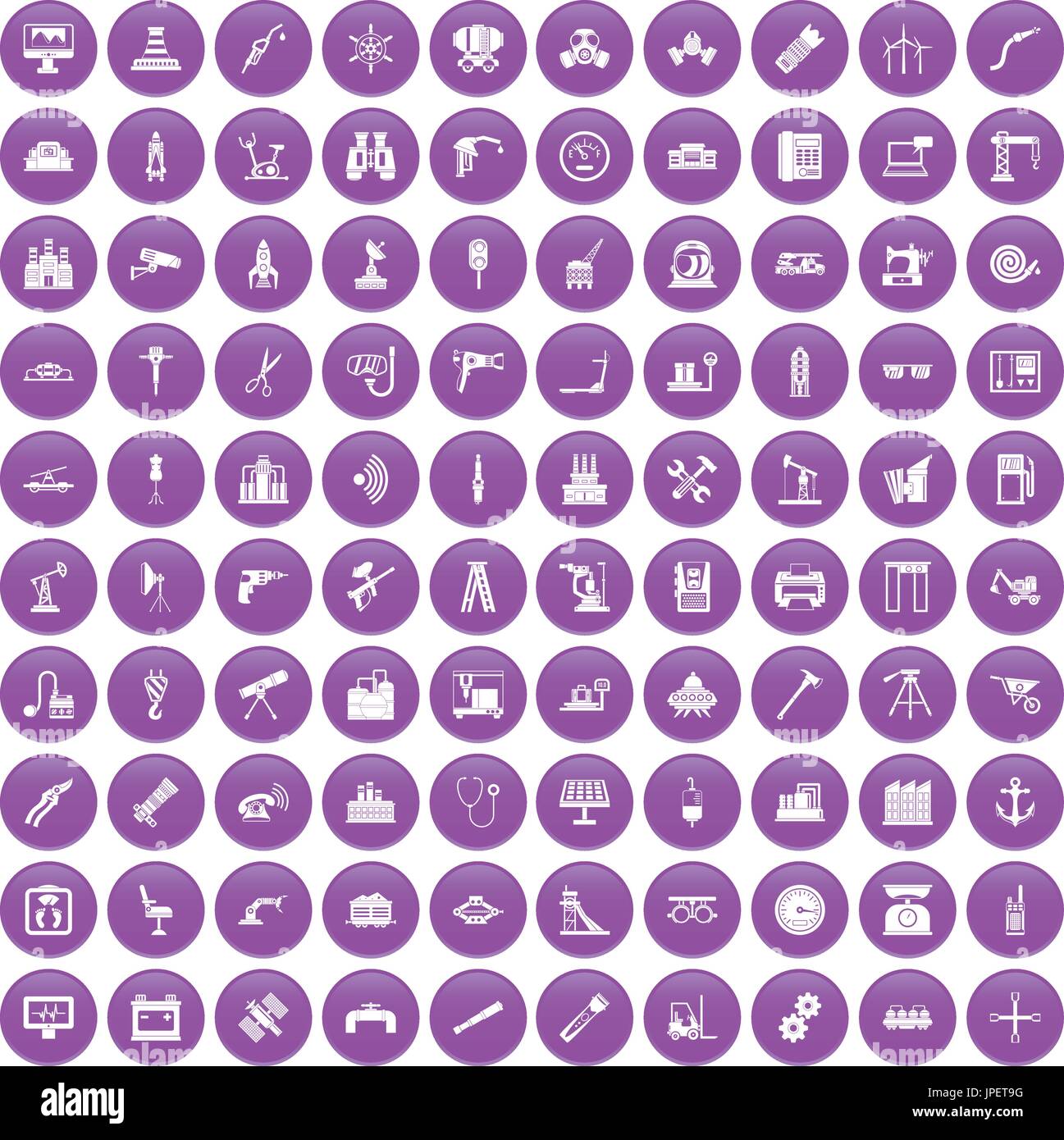 100 equipment icons set purple Stock Vector Image & Art - Alamy