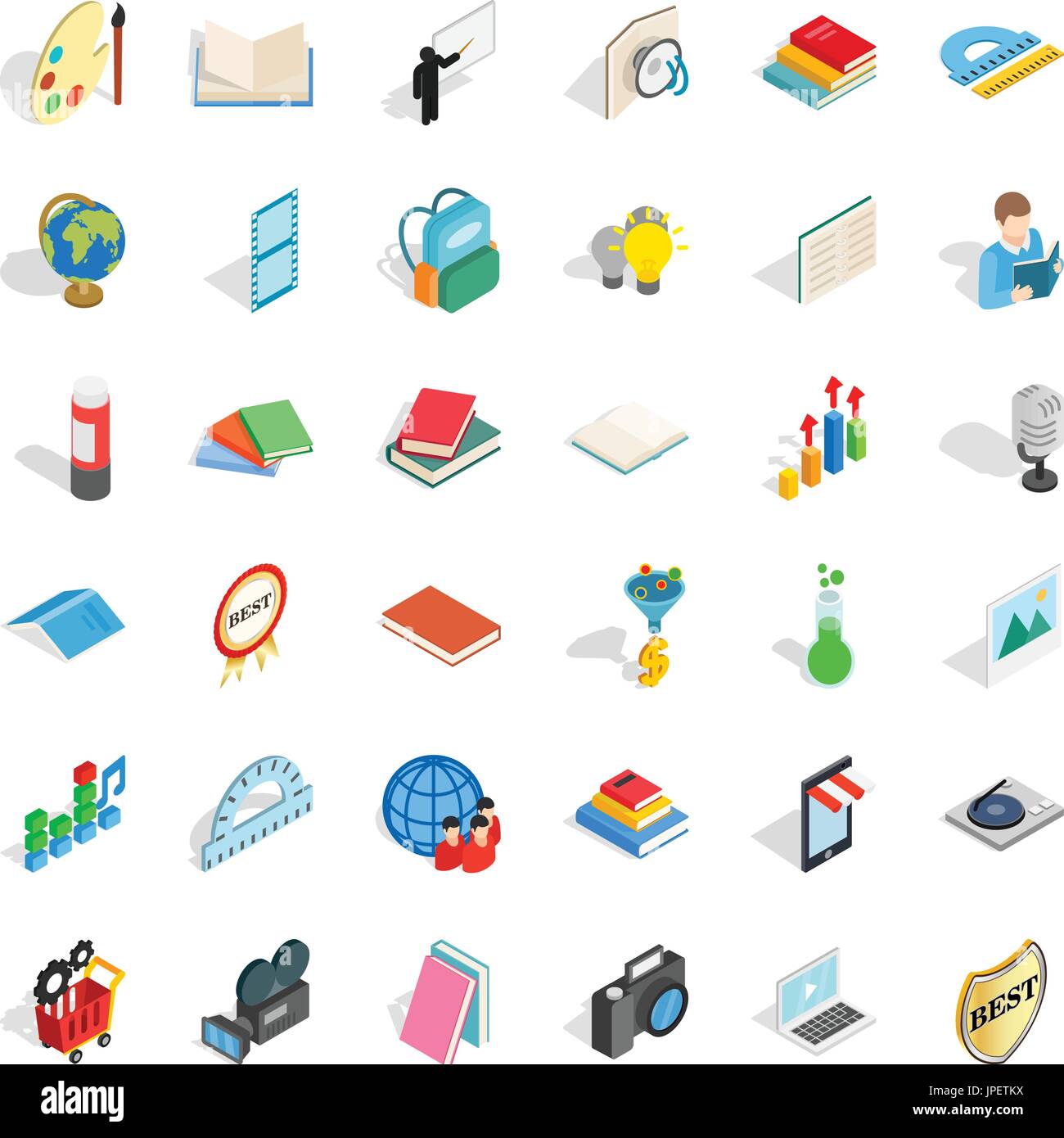 Book icons set, isometric style Stock Vector