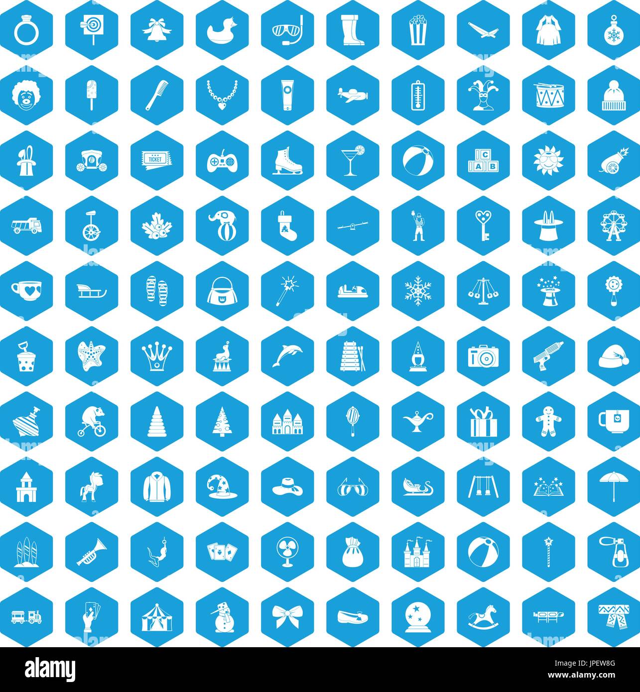 100 children icons set blue Stock Vector Image & Art - Alamy