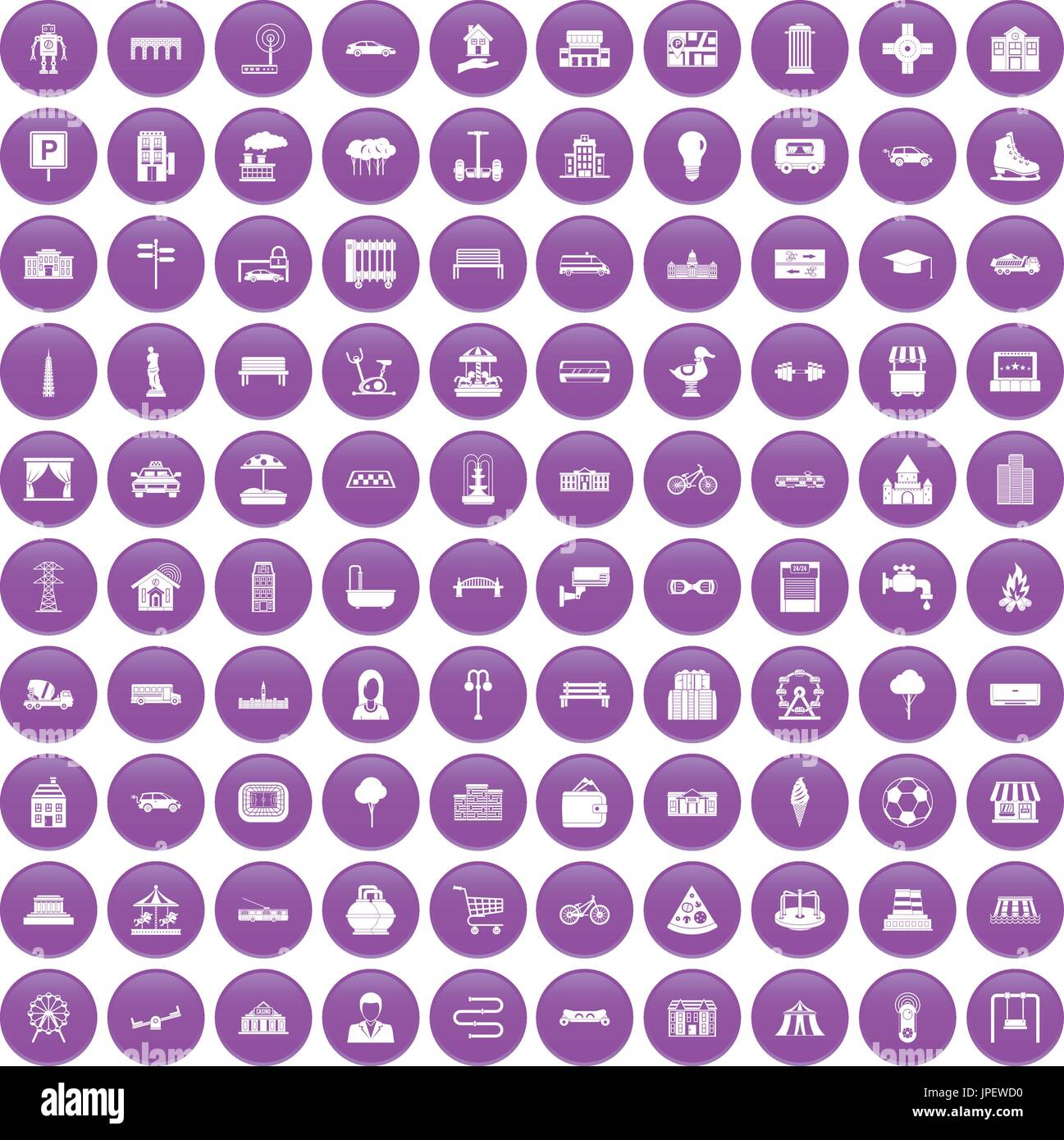 100 urban icons set purple Stock Vector Image & Art - Alamy