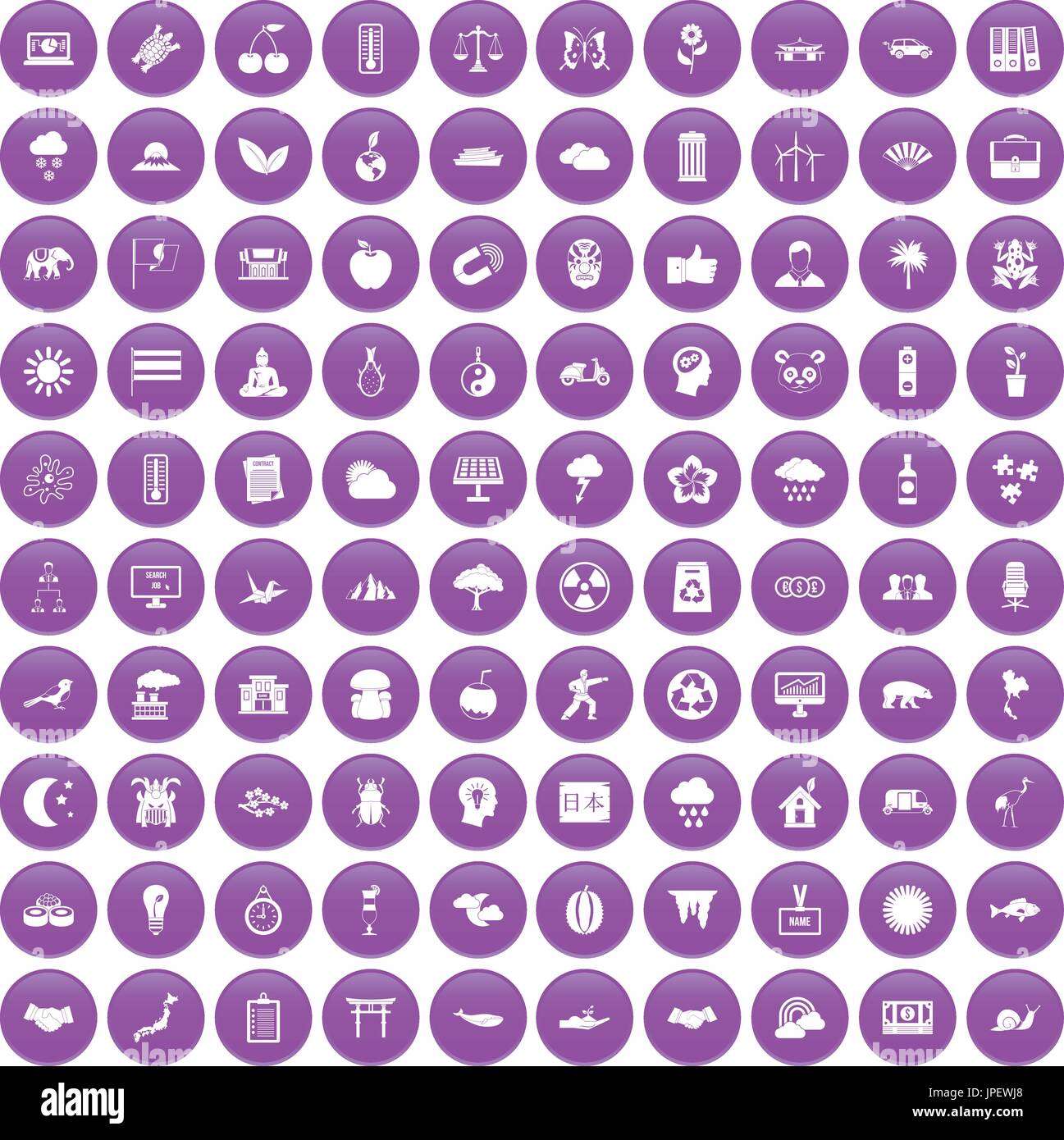 100 harmony icons set purple Stock Vector Image & Art Alamy