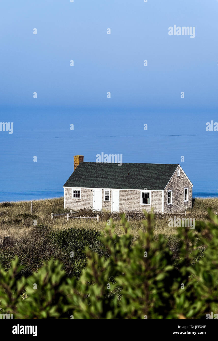 Beach house with view to the ocean, Truro, Cape Cod, Massachusetts, USA. Stock Photo