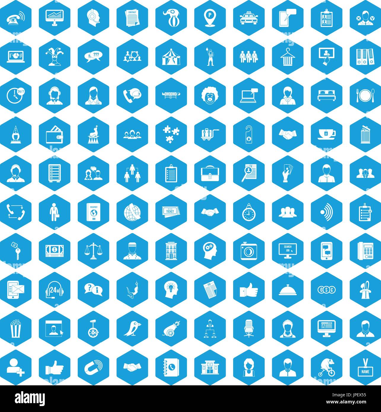 100 coherence icons set blue Stock Vector