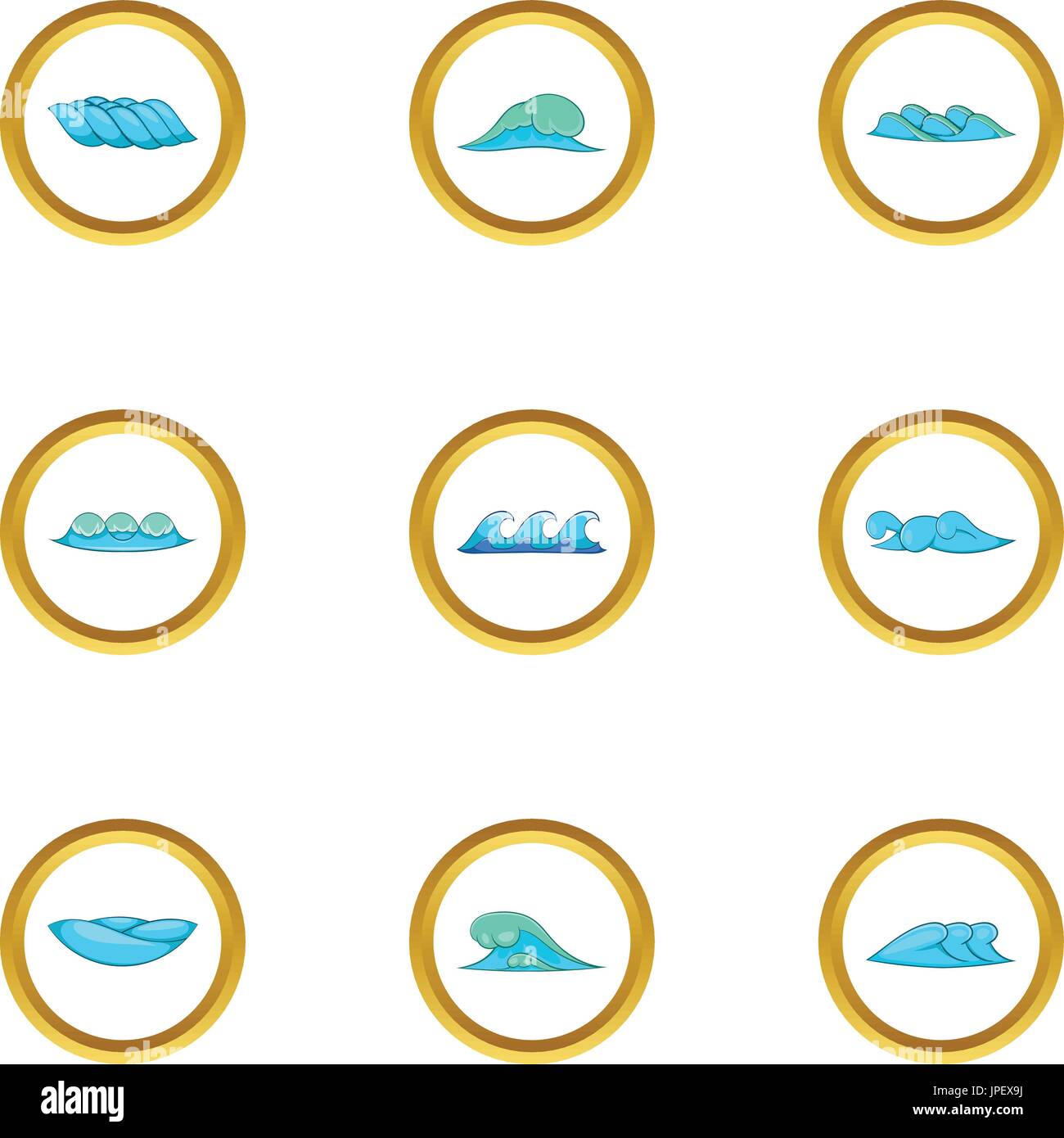Blue sea waves icons set, cartoon style Stock Vector Image & Art - Alamy