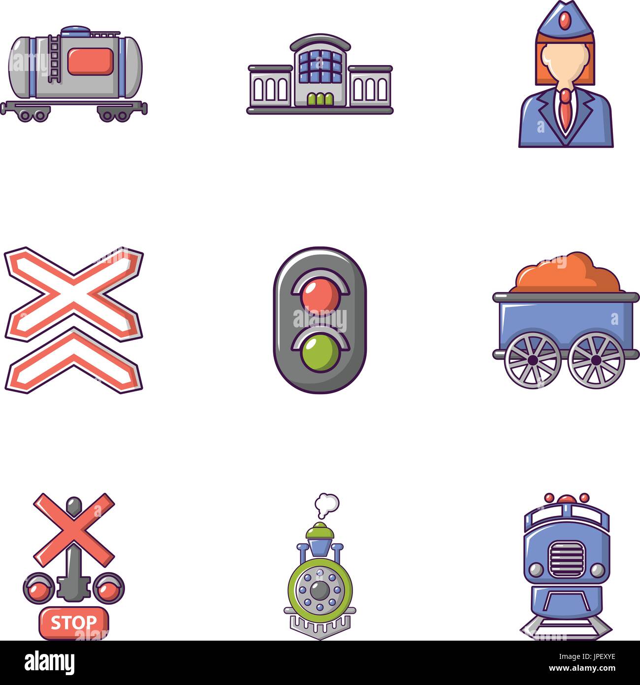 Train icons set, flat style Stock Vector Image & Art - Alamy