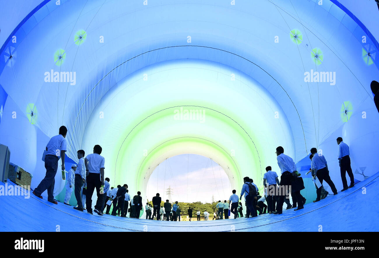 A large inflatable tent is displayed in Tsukuba, near Tokyo, on June 20 ...