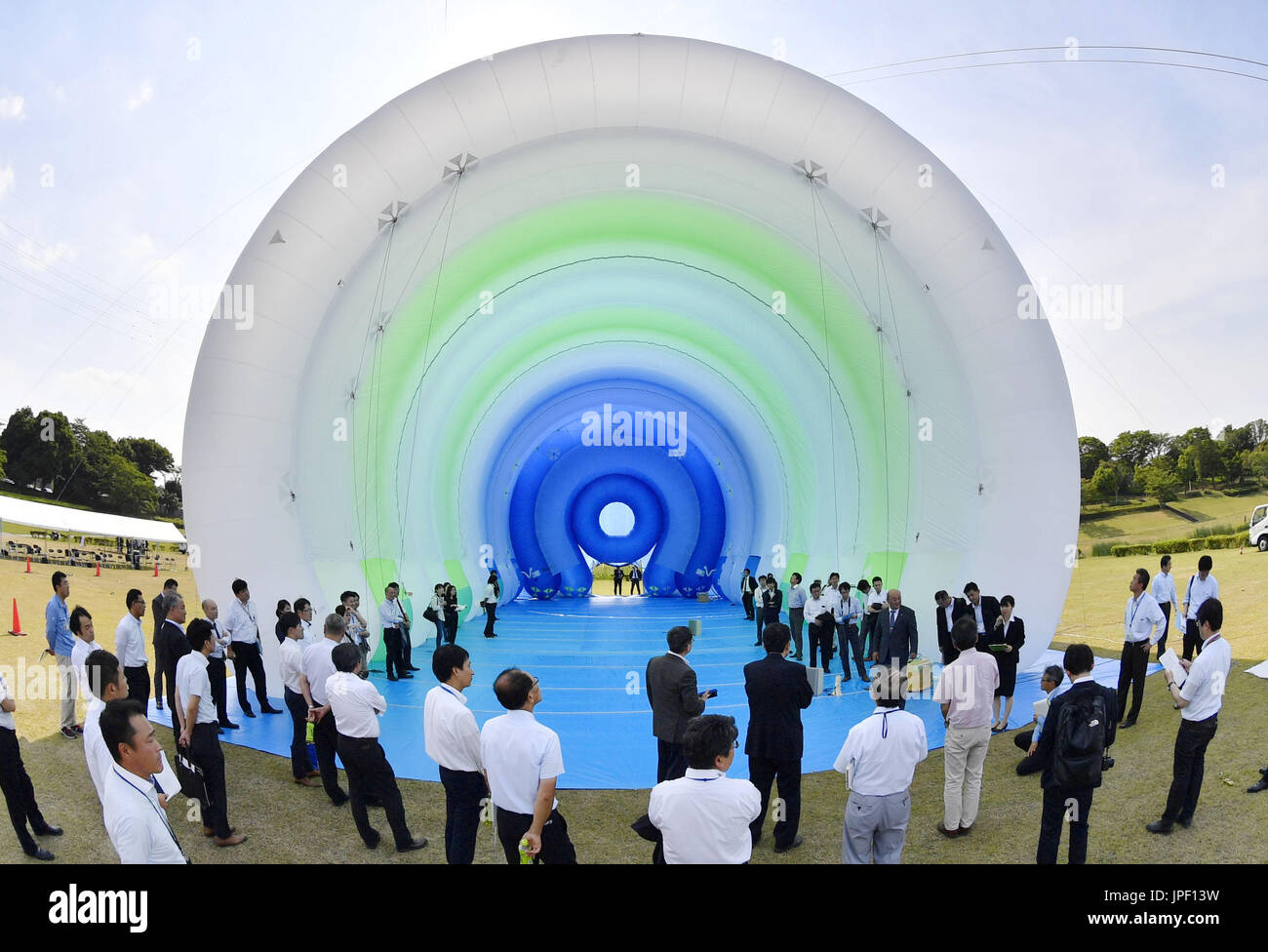 A large inflatable tent is displayed in Tsukuba, near Tokyo, on June 20 ...