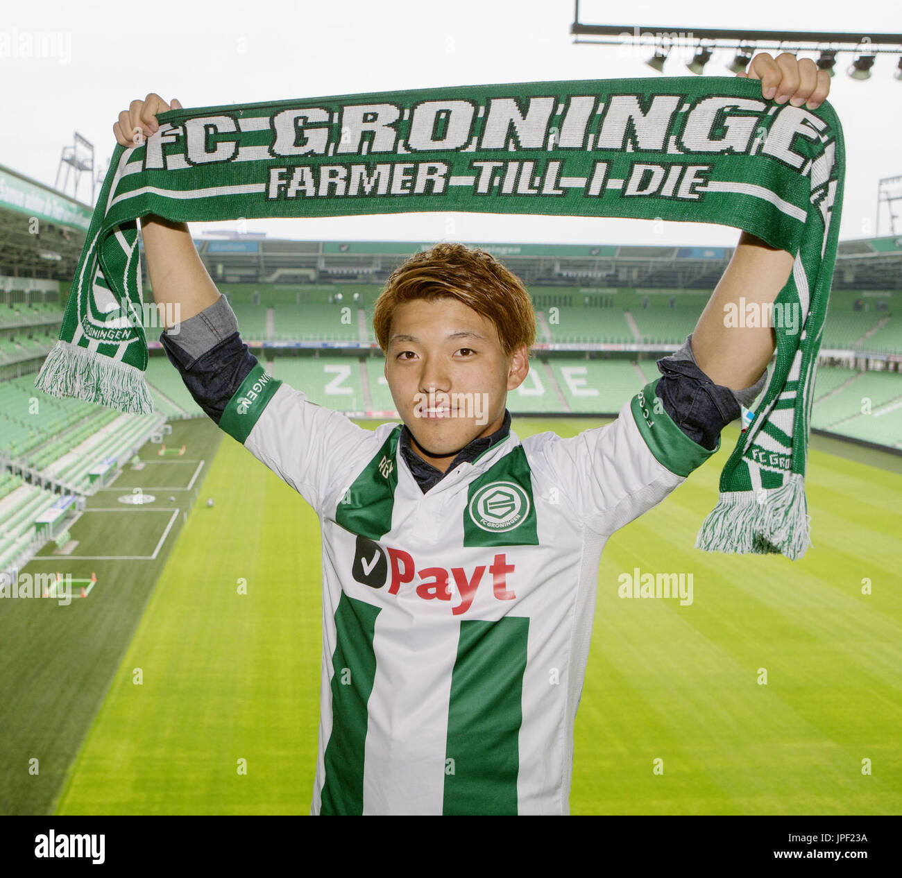 Newly signed FC Groningen midfielder Ritsu Doan poses for a photo in ...