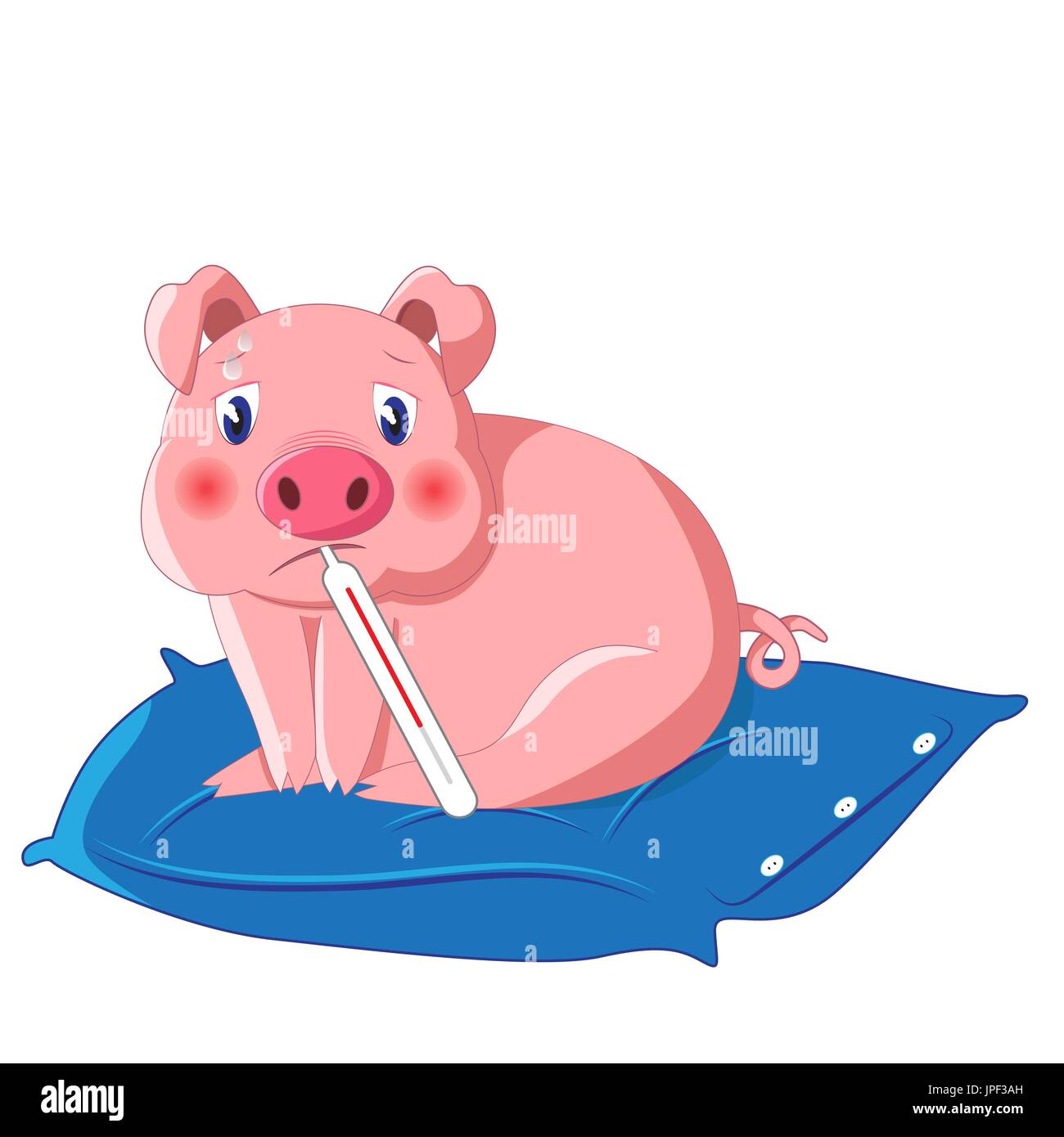 vector illustration of little cute pig with thermometer having swine flu  also known as h1n1 on blue pillow Stock Vector Image & Art - Alamy