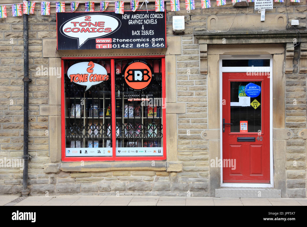 2 Tone Comics speciality shop, Hebden Bridge, West Yorkshire Stock Photo