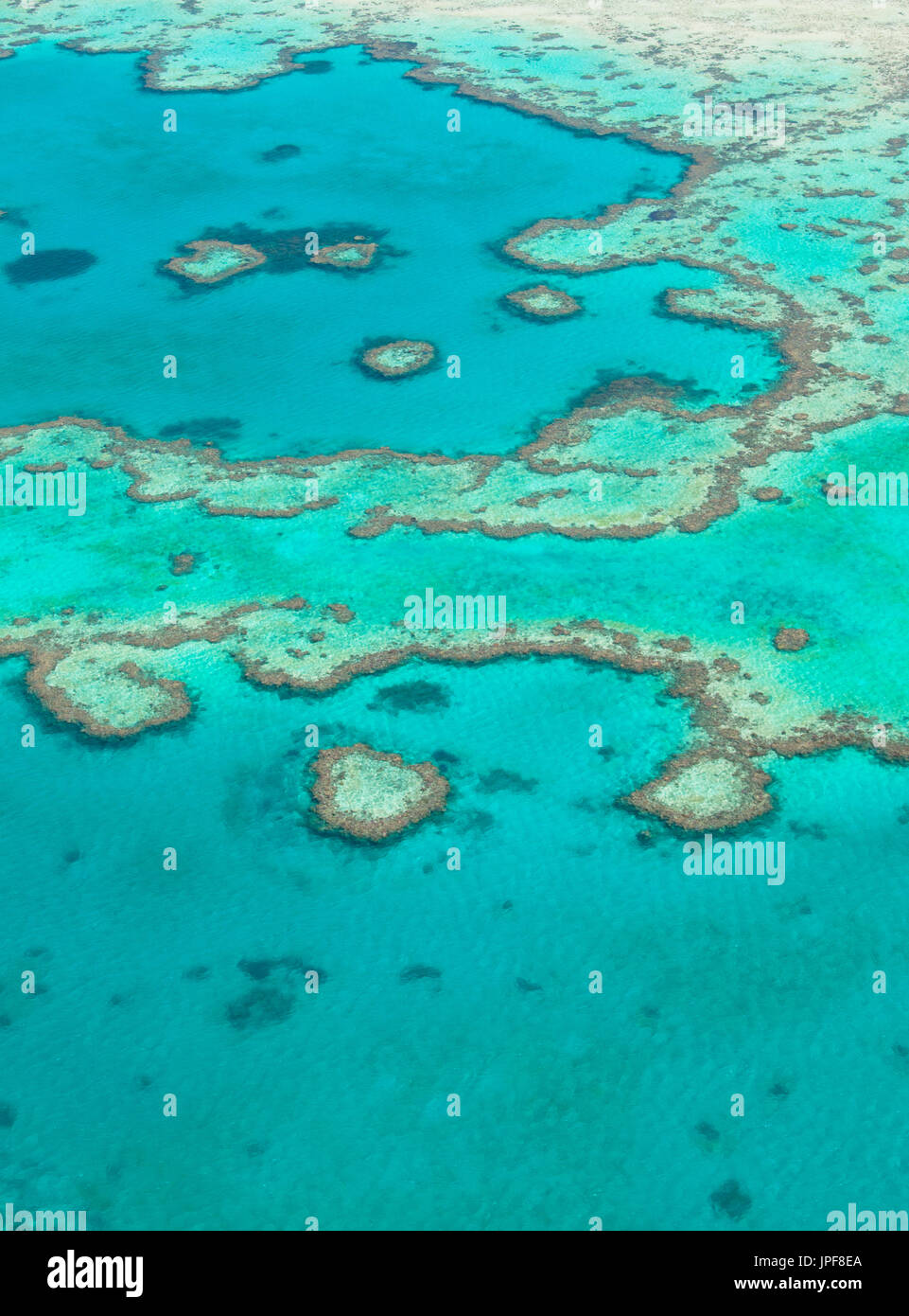 Scenic flight over Great Barrier Reef, Australia - one of the UNESCO world heritage sites Stock Photo