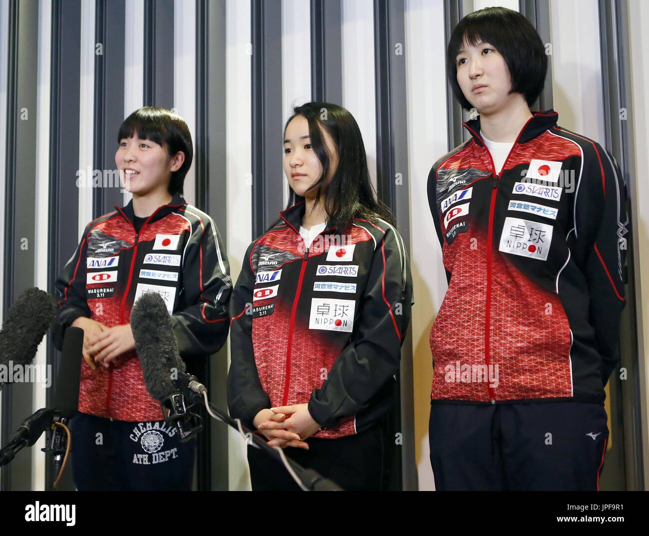 Japanese table tennis players (from L) Miu Hirano, Mima Ito and Hina