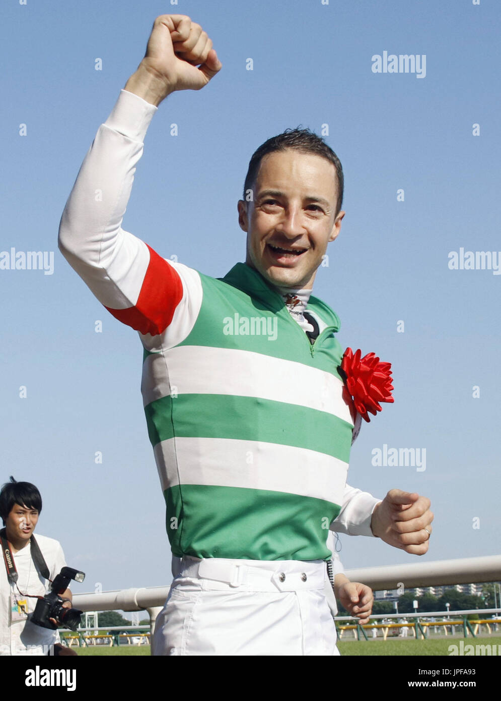 Christophe Lemaire acknowledges the crowd after winning the Japanese ...