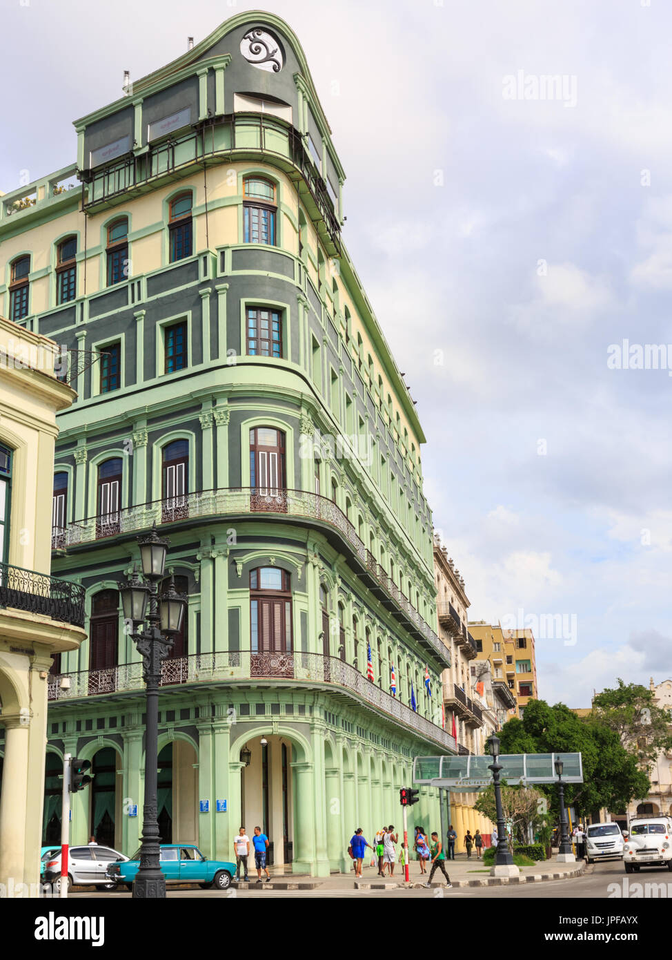 Hotel Saratoga, luxury hotel in historic building on Paseo de Marti, La Habana Vieja, Havana, Cuba Stock Photo