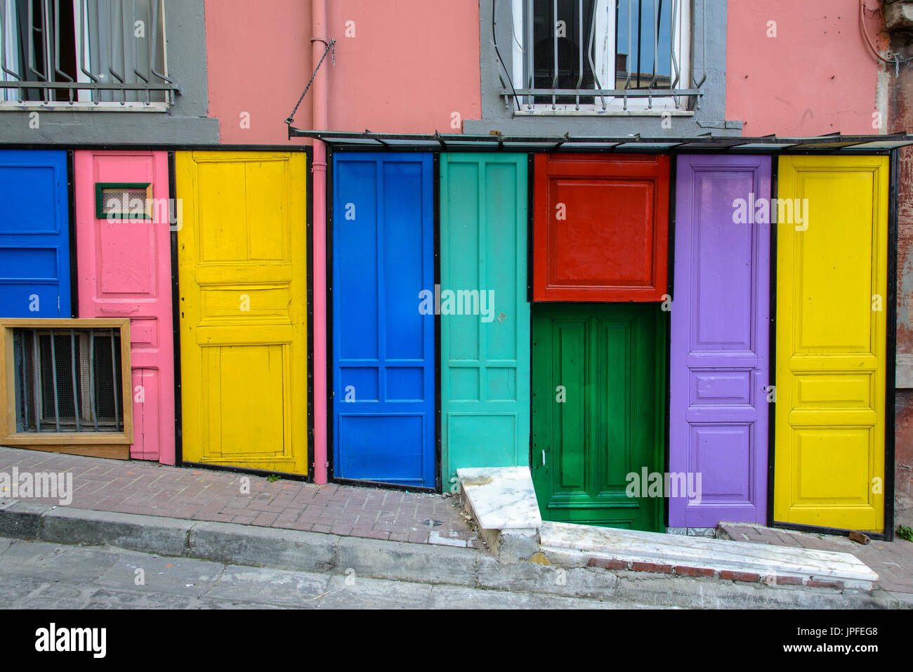 colorful facade in old city of Istanbul Stock Photo
