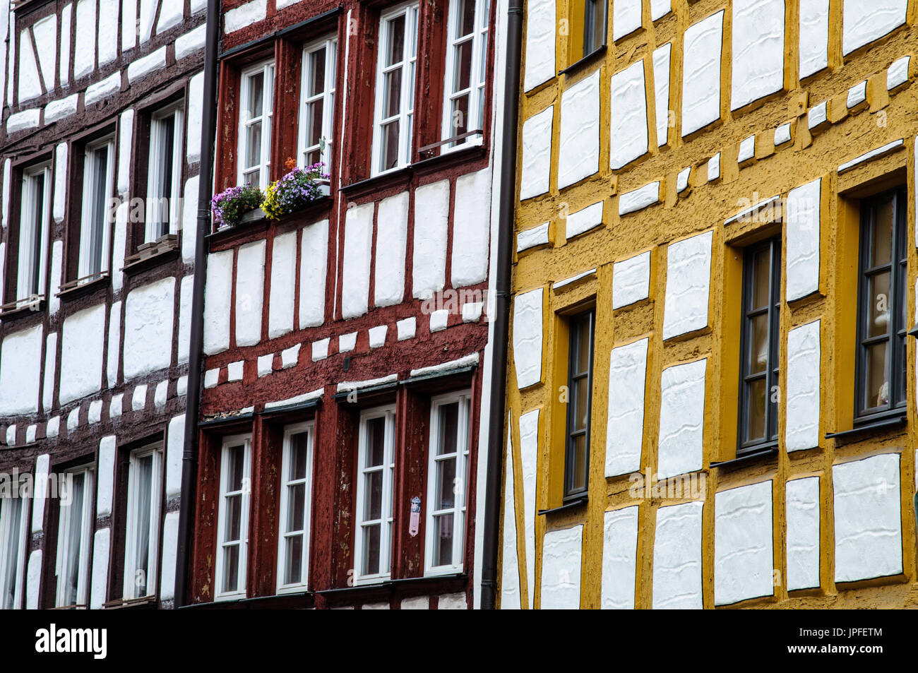 half-timbered traditional facade in the old city of Nuernberg Stock Photo