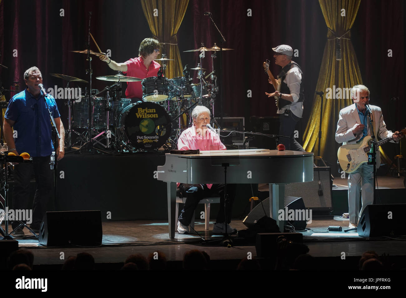 Brian Wilson performing live on stage at Hammersmith Eventim in London as part of the celebration of the 50th anniversary of the Beach Boys' album Pet Sounds. Photo date: Tuesday, August 1, 2017. Photo credit should read: Roger Garfield/Alamy Stock Photo