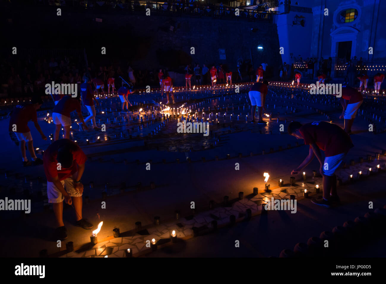 Praiano, Salerno, Italy. 1st Aug, 2017. The group "Ragazzi della