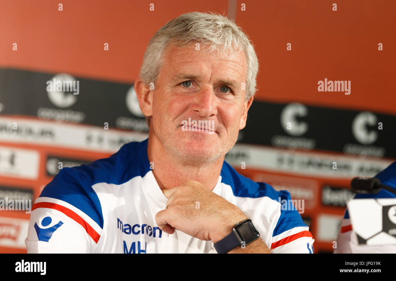 Stoke City head coach Mark Hughes pictured during a press conference on