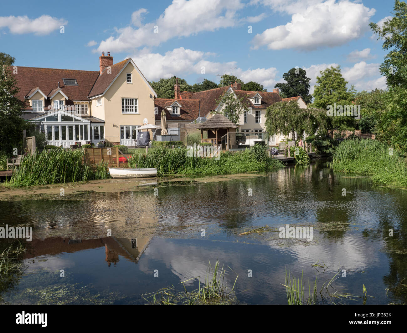 The backwaters and riverside properties on the River Stour at Nayland