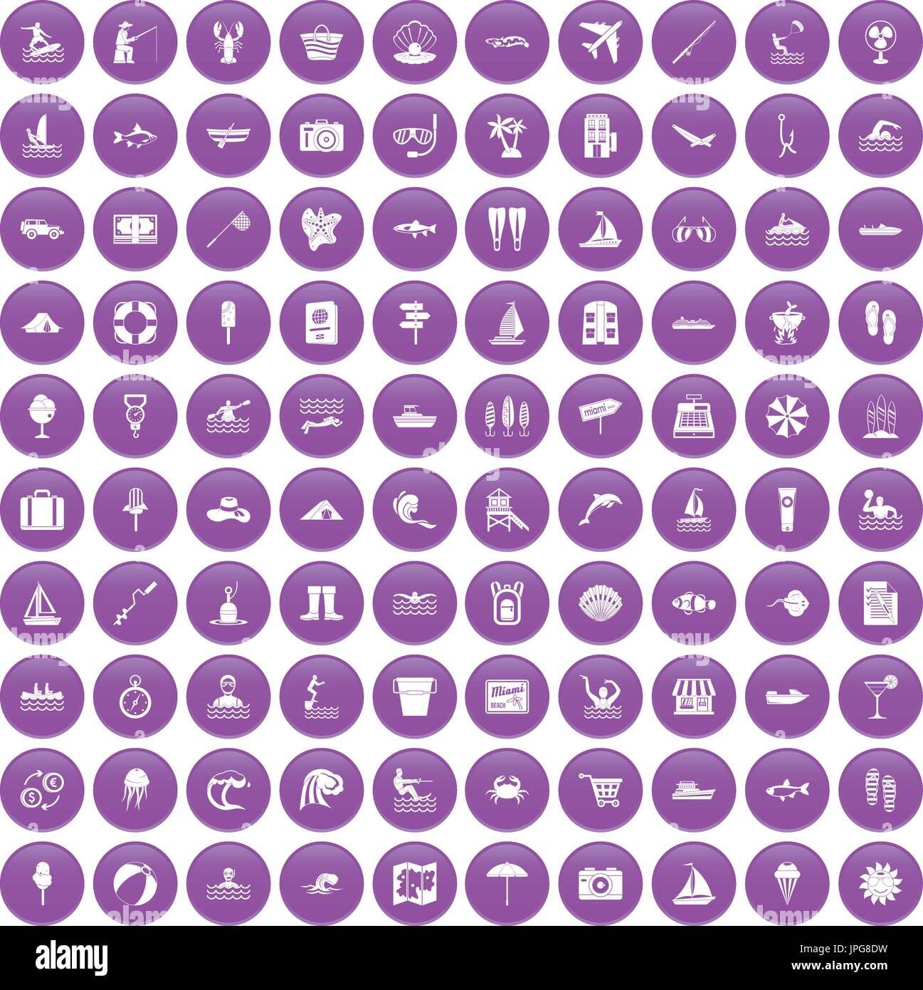 100 water recreation icons set purple Stock Vector Image & Art - Alamy