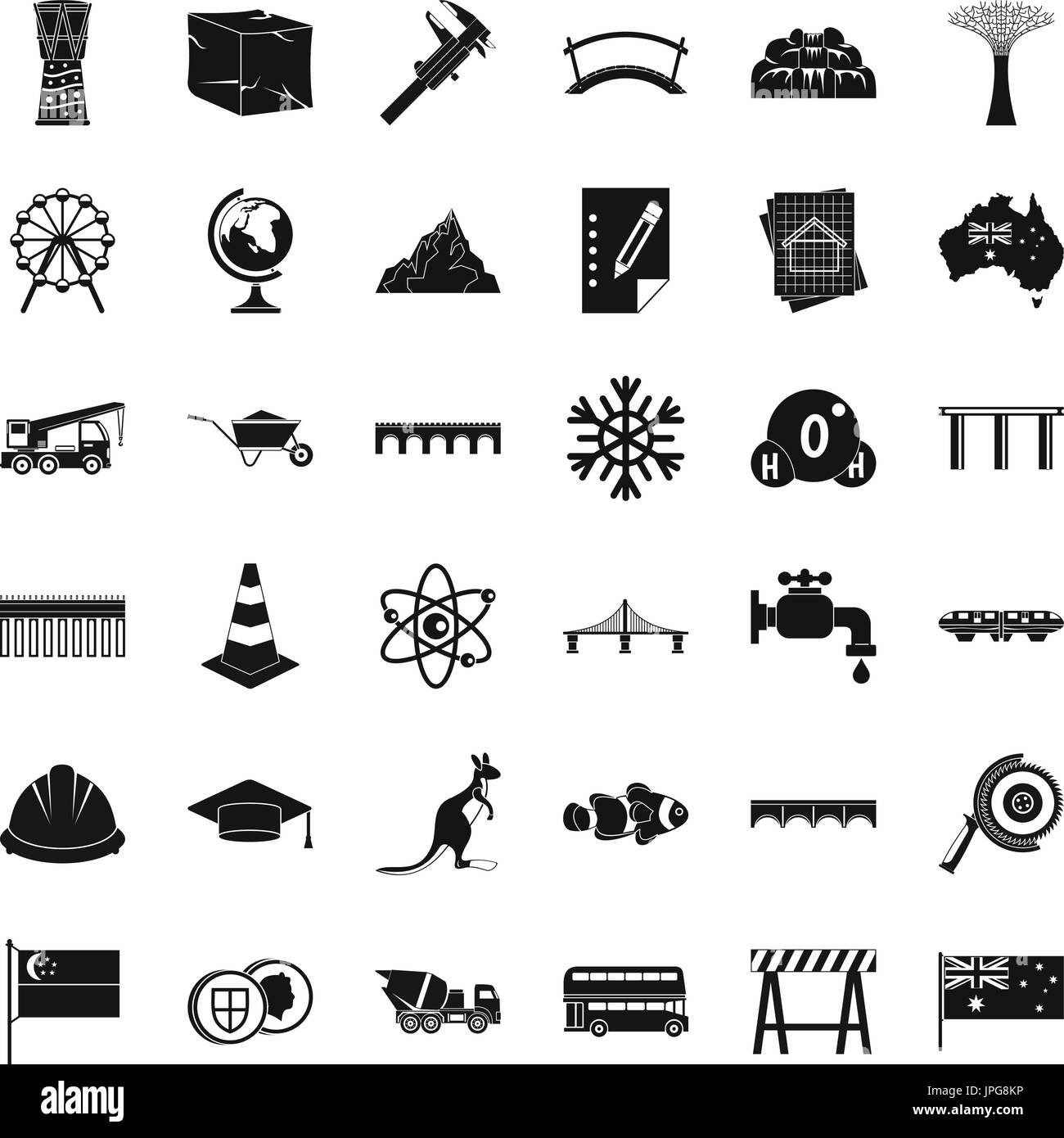 Bridge icons set, simple style Stock Vector