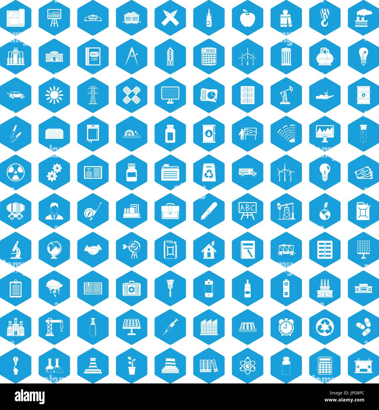 100 company icons set blue Stock Vector